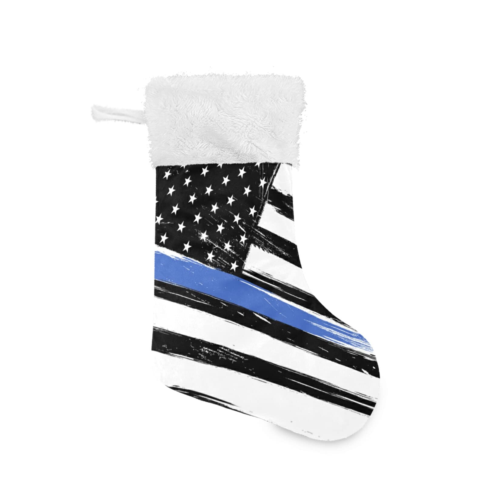 USA Flag with Thin Blue Line Christmas Stockings - 17.71 Inch Large Xmas Stocking for Fireplace Decor, Holiday Party Supplies & Gift Exchange (1 Pack) - Perfect for Home Decor, Office Celebrations & Festive Gatherings