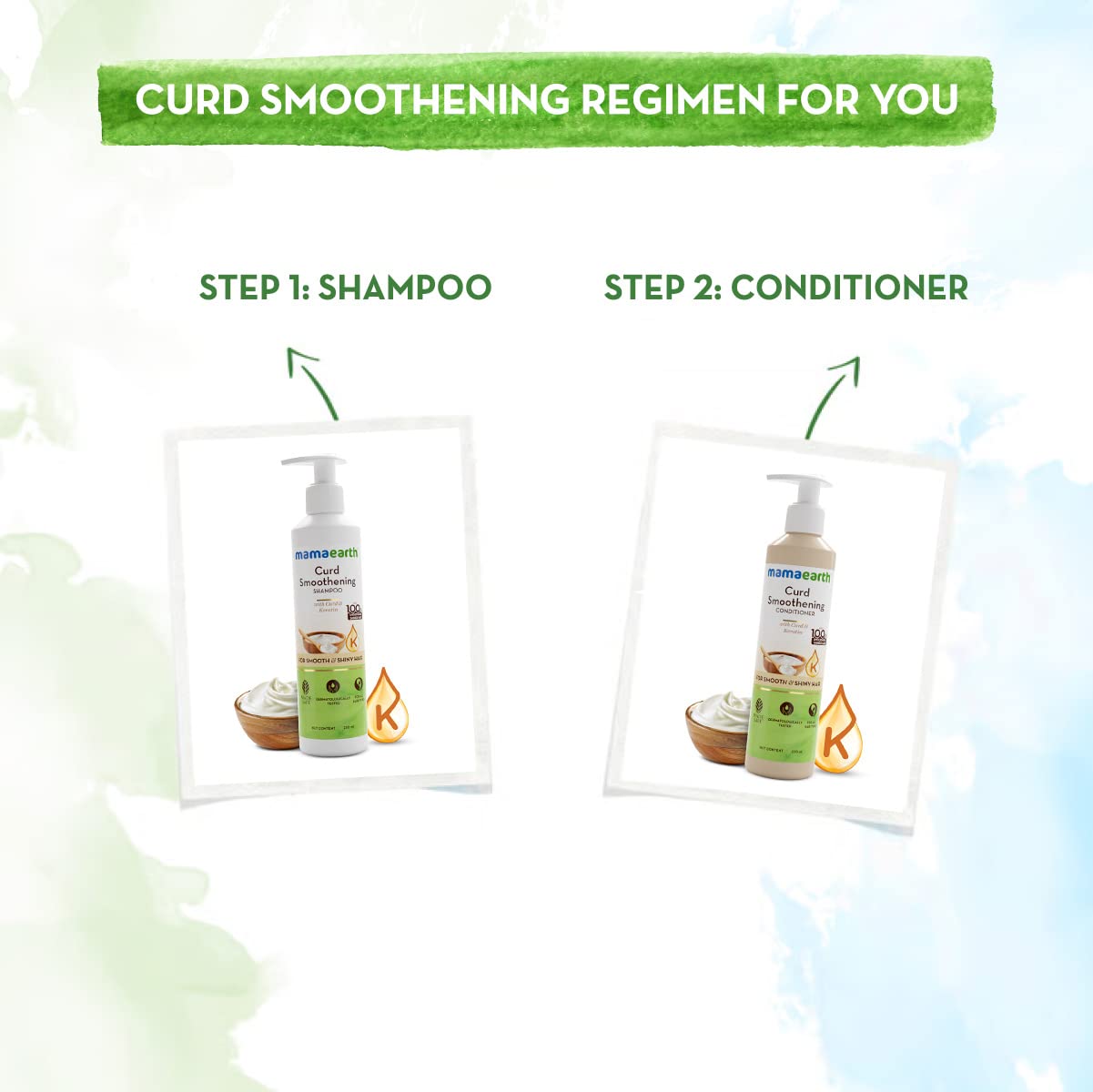 Mamaearth Curd & Keratin Smoothing Conditioner for Women & Men - 250ml | Nourishes Dry Hair, Controls Frizz for Smooth & Shiny Hair | Perfect for Daily Hair Care & Frizz Control at Home or Salon