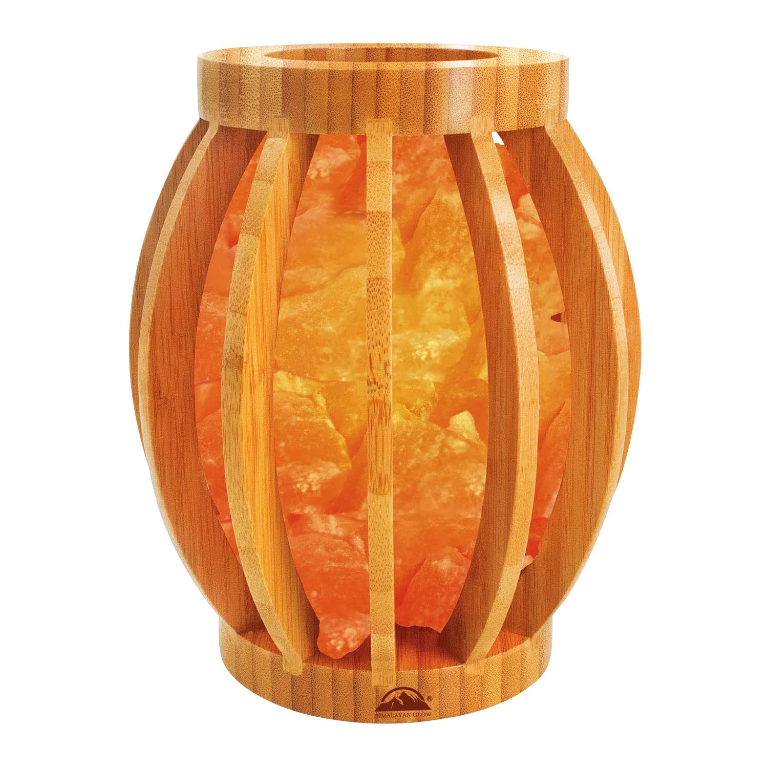 Himalayan Glow 1348 Basket Crystal Pink Salt Lamp - 5-7 lbs, ETL Certified, with Dimmer Switch & Nightlight Bulb | Natural Bamboo Base for Home Decor, Relaxation, Meditation & Ideal Gift