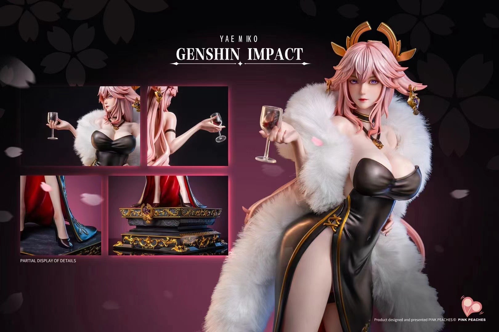 Genshin Impact Yae Miko Eveningwear Series Cosplay Costume - Pink Peaches Studio Official Licensed Anime Dress for Conventions & Cosplay Events