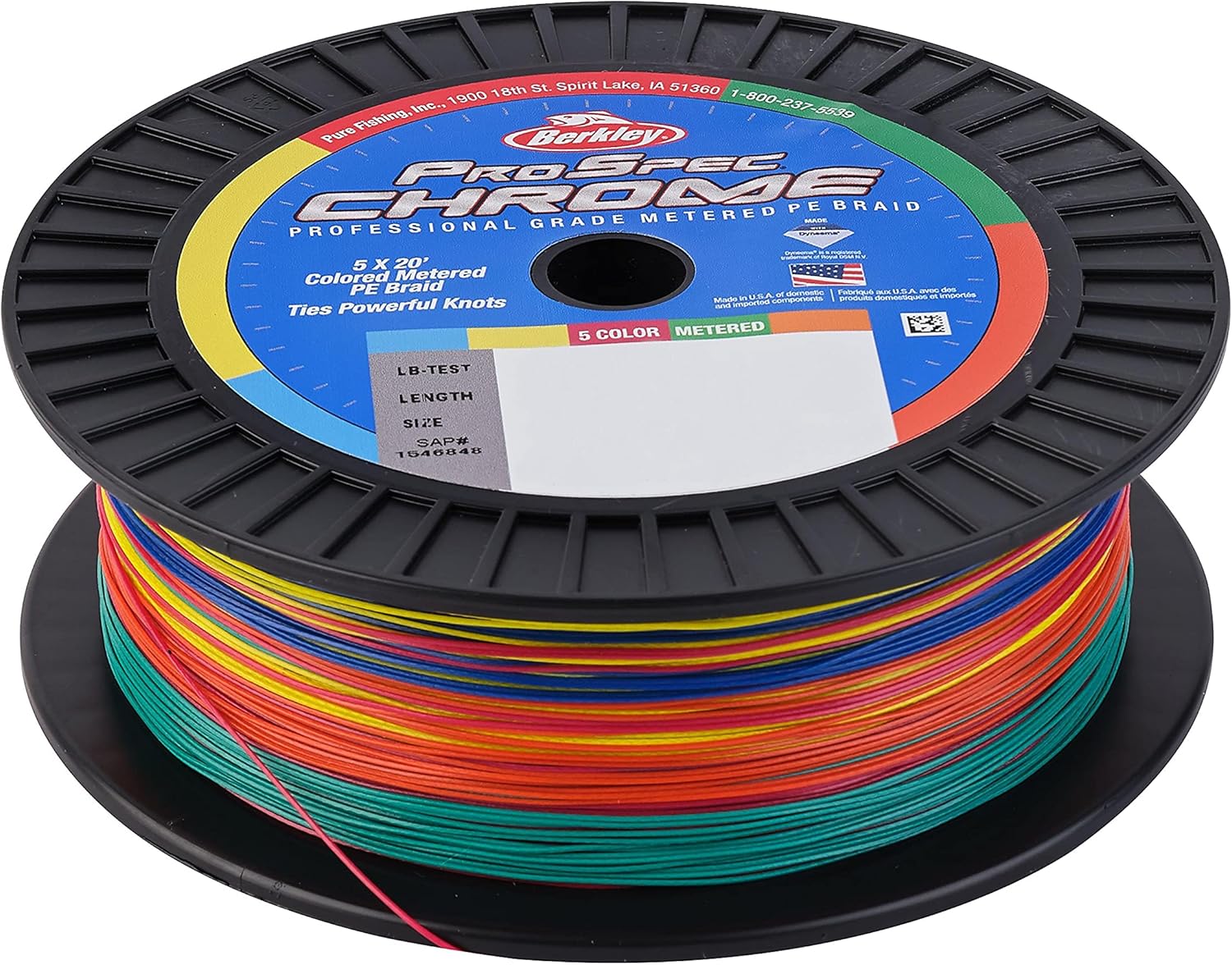 Berkley ProSpec Chrome 5x20' Metered Braid Superline 80lb 500yd Fishing Line - Heavy Duty Saltwater & Freshwater Fishing for Bass, Walleye, Pike