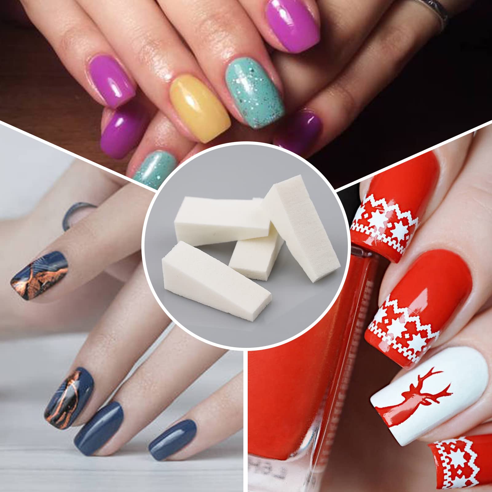 24 Pcs Nail Art Sponges - Triangle Makeup Wedges for Foundation Blending, Cosmetic Sponge Applicators - Perfect for Nail Polish, Makeup Application & Beauty Tools (Home Salon & Professional Use)
