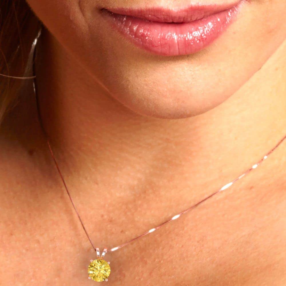 2.0 ct Natural Yellow Citrine Solitaire Pendant with 18