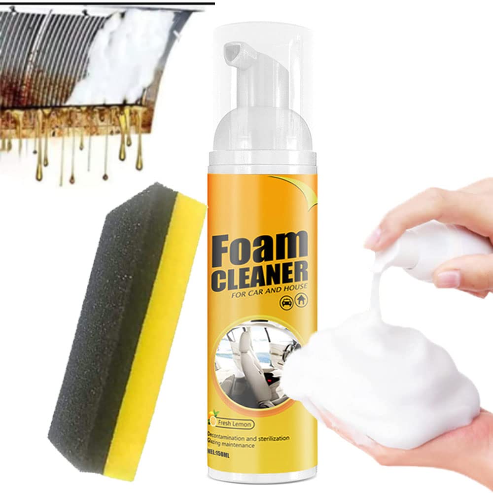 Premium Multifunctional Car Foam Cleaner Spray - All Purpose Auto & Home Cleaner for Leather, Upholstery & Surfaces | Chromastaz Foam Degreaser with Refreshing Lemon Scent (150ML) | Perfect for Car Detailing, Home Cleaning & Stain Removal