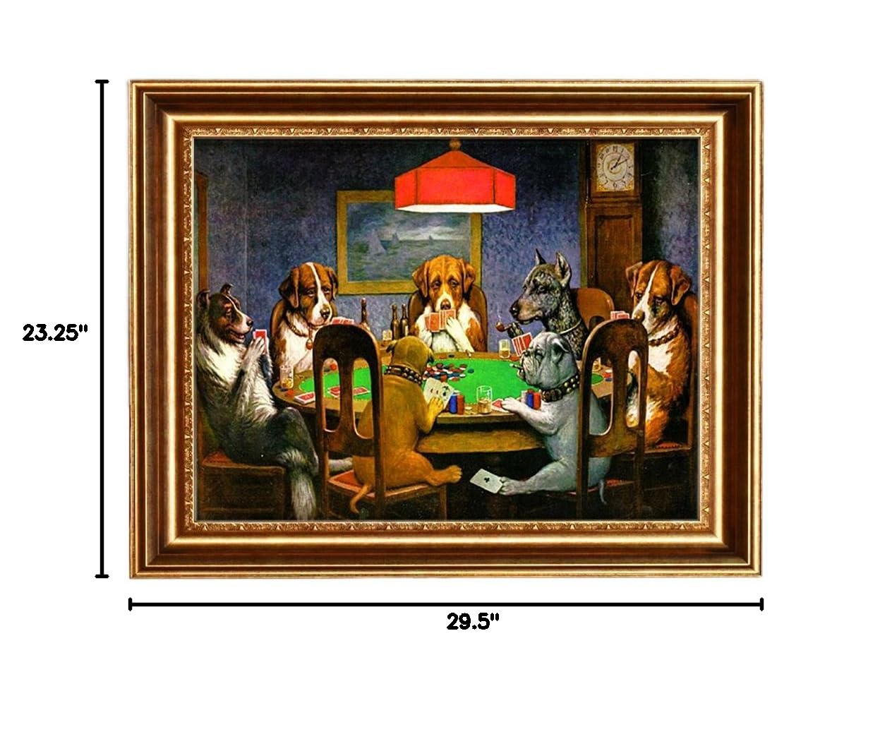 ELITEART Dogs Playing Poker by Cassius Marcellus Coolidge - Framed Oil Painting Reproduction Giclee Wall Art Canvas Print (23.25x29.5 Inches) - Perfect for Home Decor, Office Art & Game Room Wall Decor