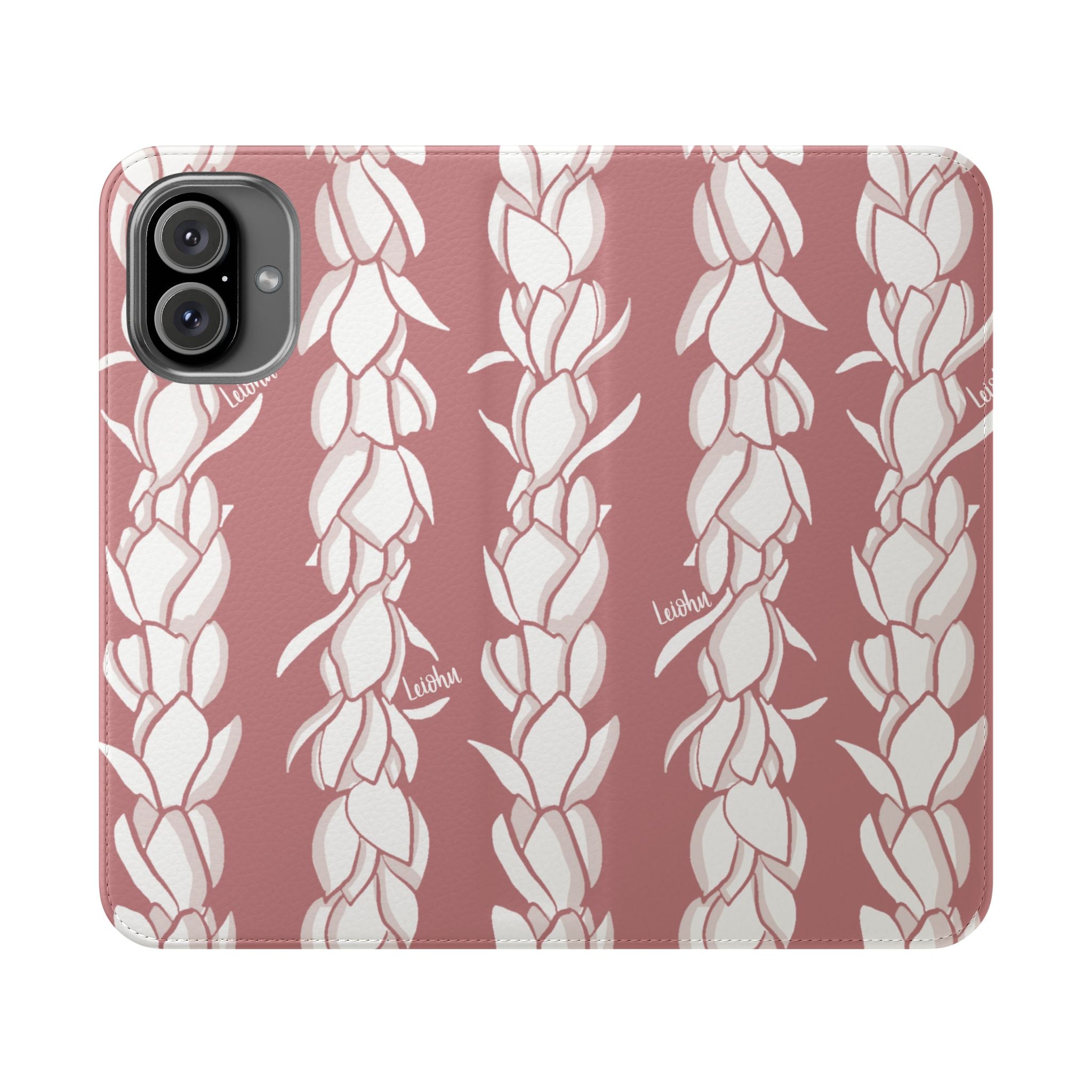 Pikake Lei Folio Case - Premium Hawaiian Flower Design Phone Cover for iPhone & Samsung | Perfect for Travel, Luau Parties & Hawaiian Themed Events