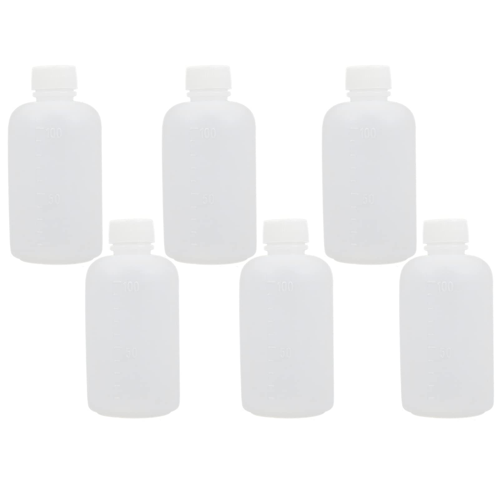 Baluue 6-Piece Clear Plastic Reagent Containers Set - 100ml Small & Wide Mouth Sample Bottles for Liquid Storage, Lab Use, DIY Projects, and Scientific Experiments | Leak-Proof Sealing Containers for Chemicals, Essential Oils, and Cosmetics