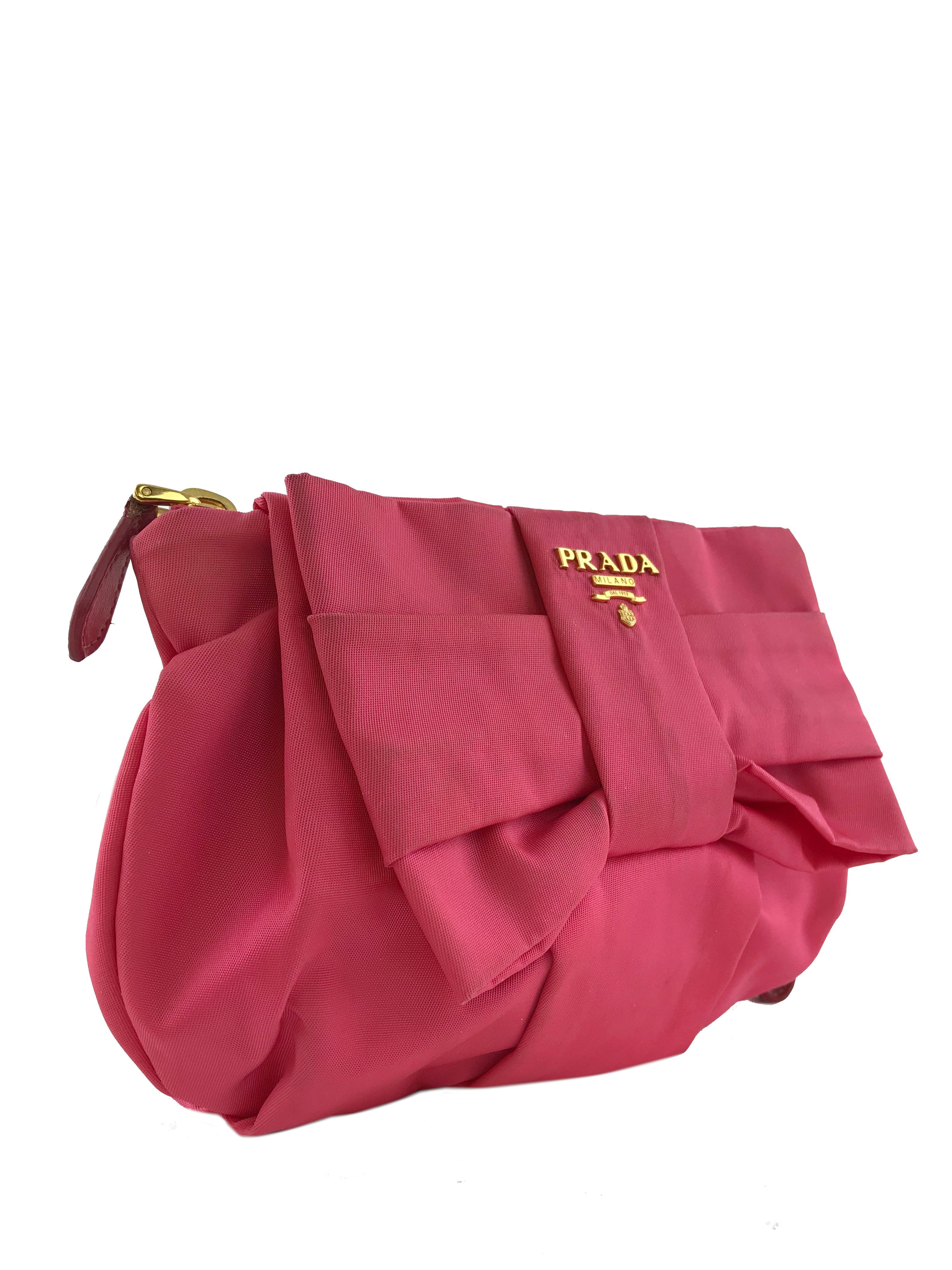 Prada Zip Top Pleated Satin Wristlet Bag - Luxury Designer Clutch for Women | Perfect for Evening Parties, Weddings & Special Occasions
