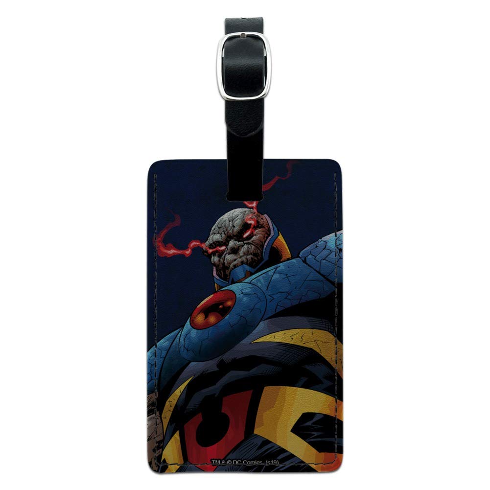 Superman Darkseid Character Rectangle Leather Luggage Tag - Durable Carry-On ID Tag for Suitcases, Backpacks & Travel Bags - Perfect for Business Trips, Vacations & Cosplay Events