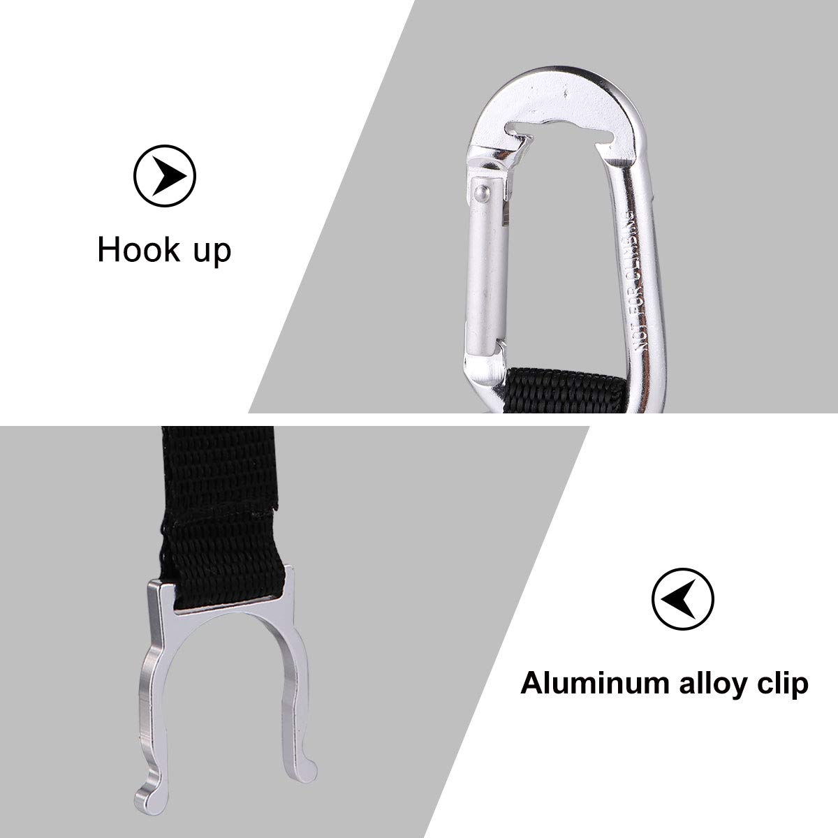 5-Pack Aluminum Alloy Water Bottle Clips with Lid - Durable Bottle Buckle, Spaghetti Tongs & Carrying Clip for Camping, Hiking, Travel & Outdoor Activities