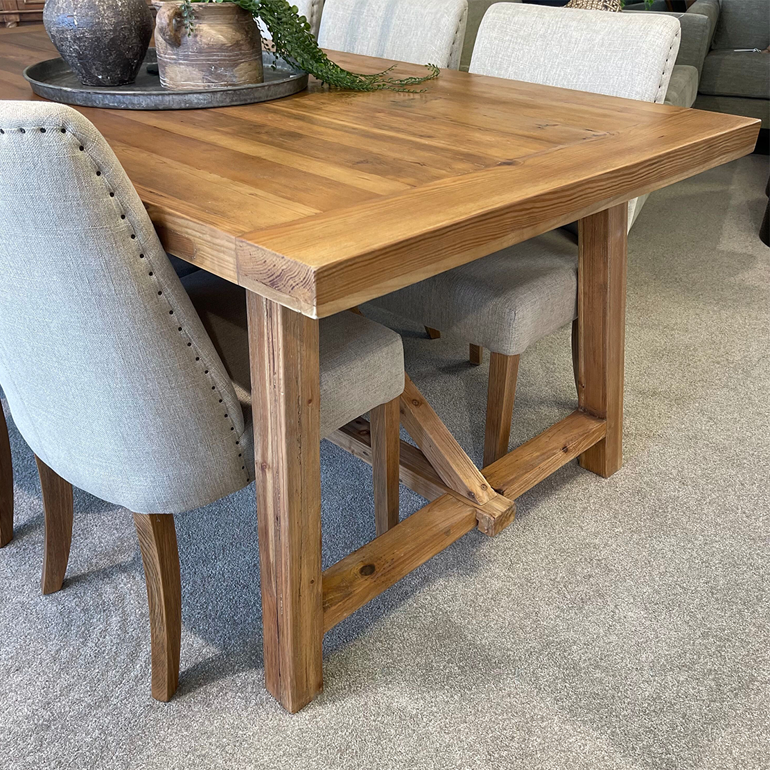Modern Marcel Solid Wood Dining Table 240cm - Natural Finish for Farmhouse & Contemporary Dining Rooms | Perfect for Family Gatherings & Dinner Parties