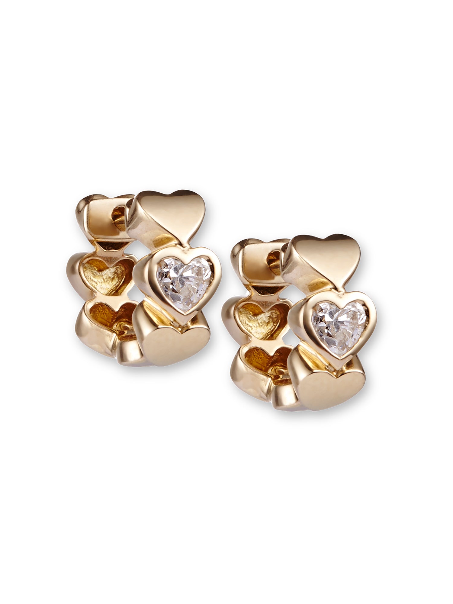 Diamond Heart Huggie Earrings for Women - 14K Gold Plated Dainty Hoop Earrings - Perfect for Valentine's Day, Anniversary & Everyday Wear