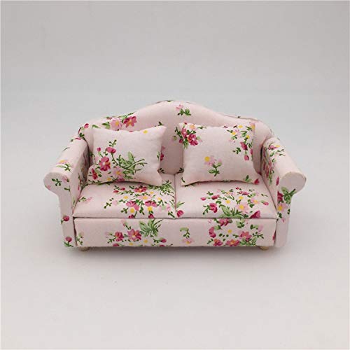 Handmade 1/12 Scale Miniature Dollhouse Furniture - Birch Wood & Fabric Sofa Set with Back Cushions | Perfect for Dollhouse Decor, Model Displays & Collectors
