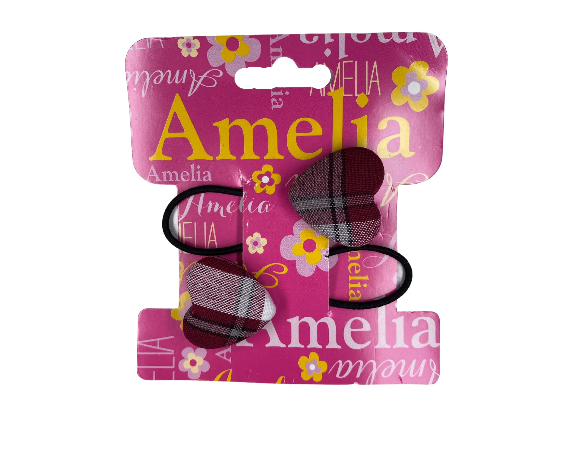School Uniform Plaid Heart Shape Button Hair Ties - Set of 2 for Girls & Women | Hair Accessories, Ponytail Holders, Hair Bobbles by AGD Accessories (Plaid 54) - Perfect for School, Work, and Everyday Style