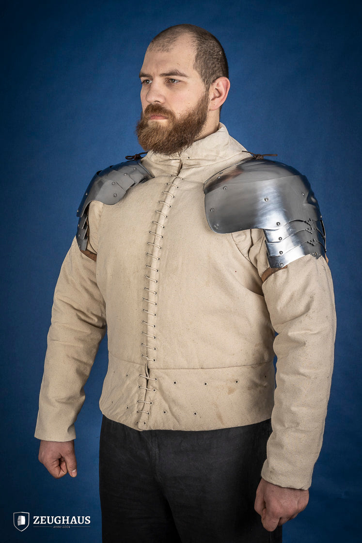 German Pauldrons 1.6mm Polished Steel - Medieval Armor Shoulder Protection for LARP, Cosplay & Renaissance Fairs | Historical Reenactment & Collectible Display