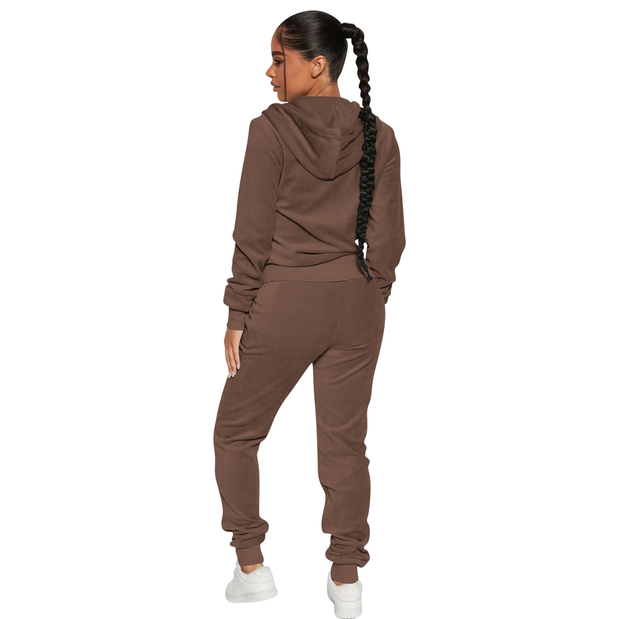 Yidengymx Women's 2-Piece Velour Tracksuit Set - Soft Velvet Hooded Jogger Outfit for Lounge, Gym & Casual Wear - Plus Size Comfortable Athleisure Suit for Women