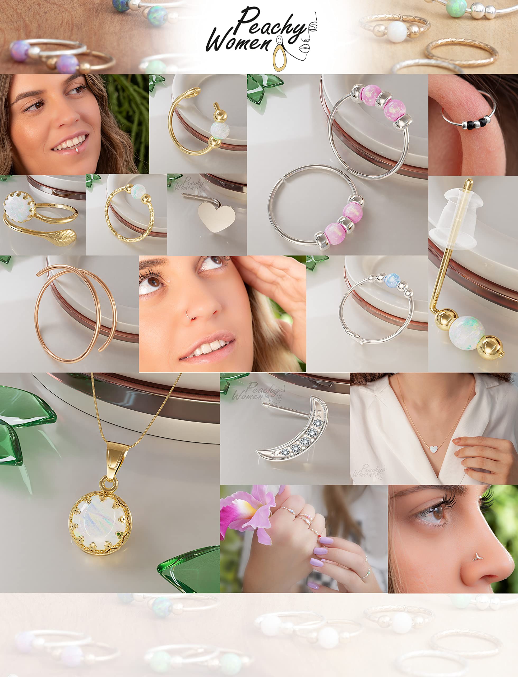 14K Gold Filled Hammered Helix Ring Hoop with Blue Opal - 20 Gauge Cartilage Earring for Ear Piercing - Perfect for Everyday Wear, Gifts & Boho Style