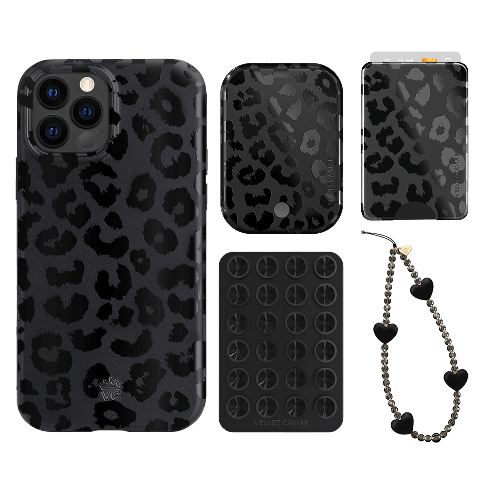 Black Leopard Print iPhone Case with Wallet Holder - Stylish & Functional Phone Accessory for Women & Men | Perfect for Everyday Use, Travel & Shopping