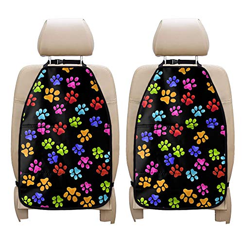 INSTANTARTS 2-Piece Colorful Car Backseat Organizer for Kids - Kick Mats with Phone Holder & Large Storage Pockets for Toys, Drinks - Perfect for Road Trips, Family Travel & Daily Commute - Durable Car Accessories