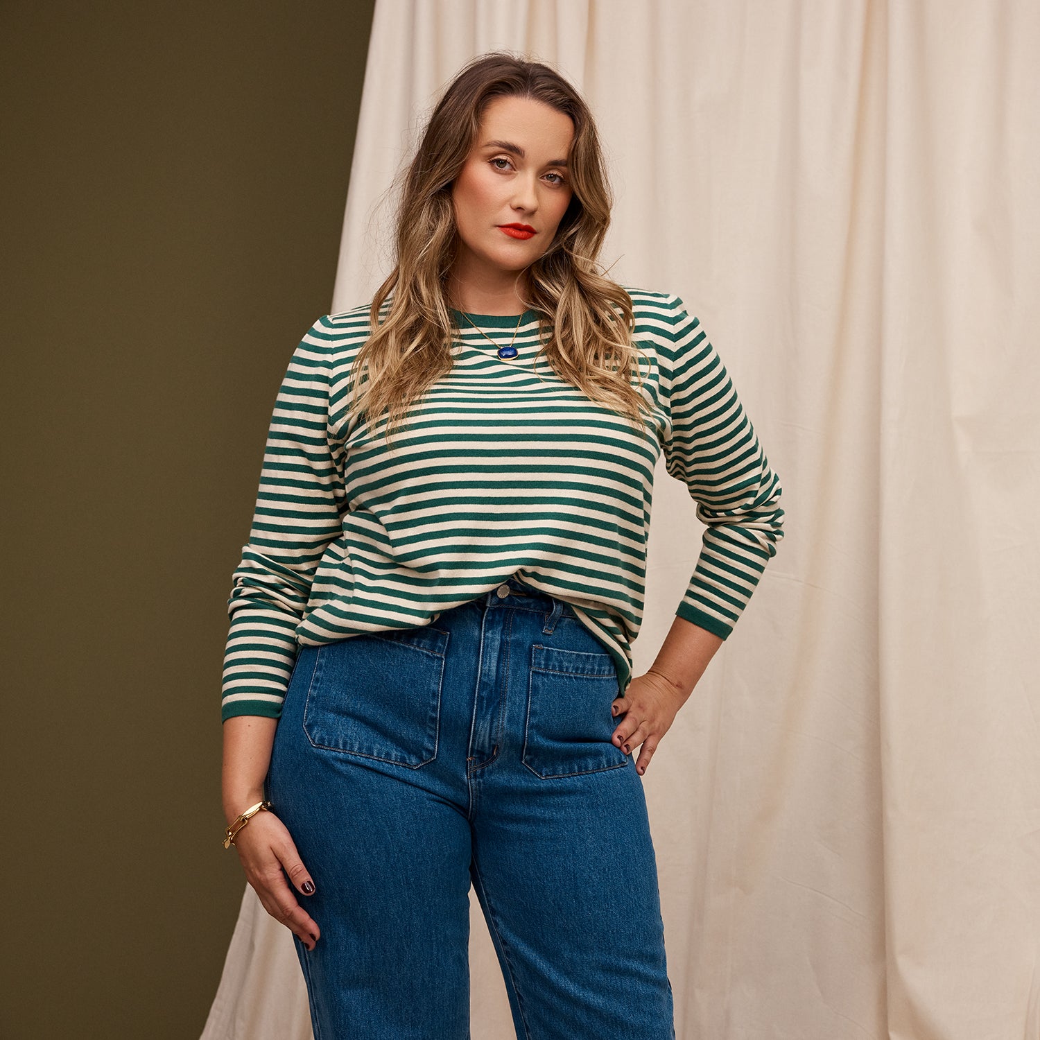 Pierre Women's Knit Top - Soft Forest Green Long Sleeve Shirt for Casual Wear & Layering | Office Outfits, Weekend Looks & Fall Fashion