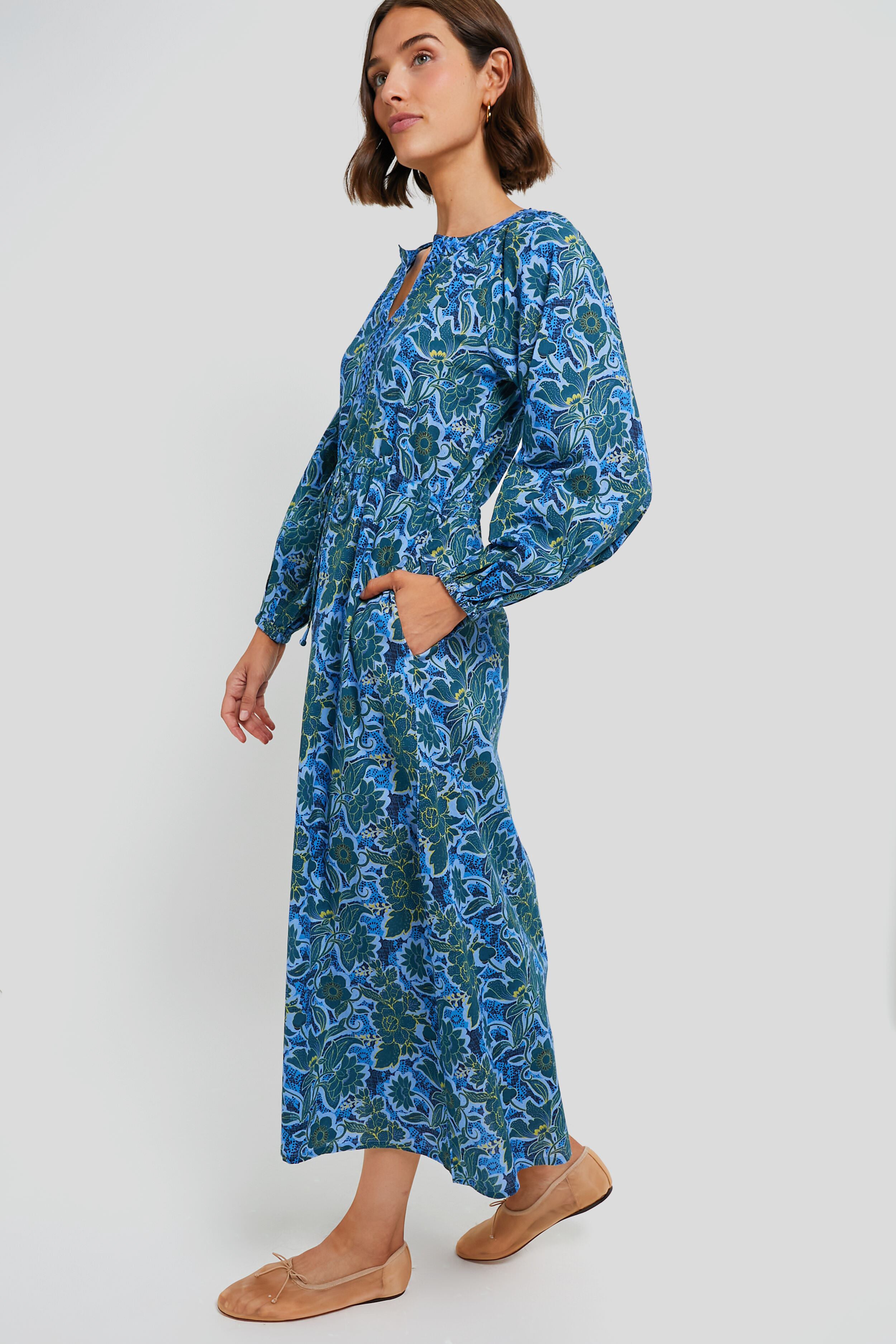 Blue Vayu Amalfi Maxi Dress for Women - Flowy Summer Beach Dress with Pockets | Perfect for Vacations, Weddings & Boho Chic Outfits