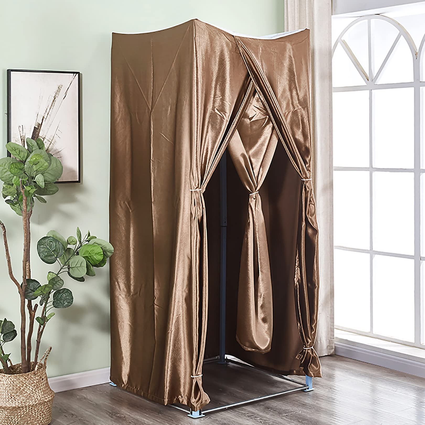 Portable Fitting Room with Blackout Curtain - Easy Assemble Privacy Changing Room for Clothing Stores, Home Try-On & Events | Mobile Dressing Booth with Strong Shading Protection