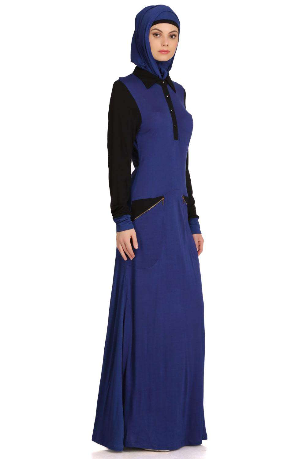 Elegant Dual Color Formal Wear Knit Abaya for Women - Modest Islamic Dress for Prayer, Wedding & Special Occasions