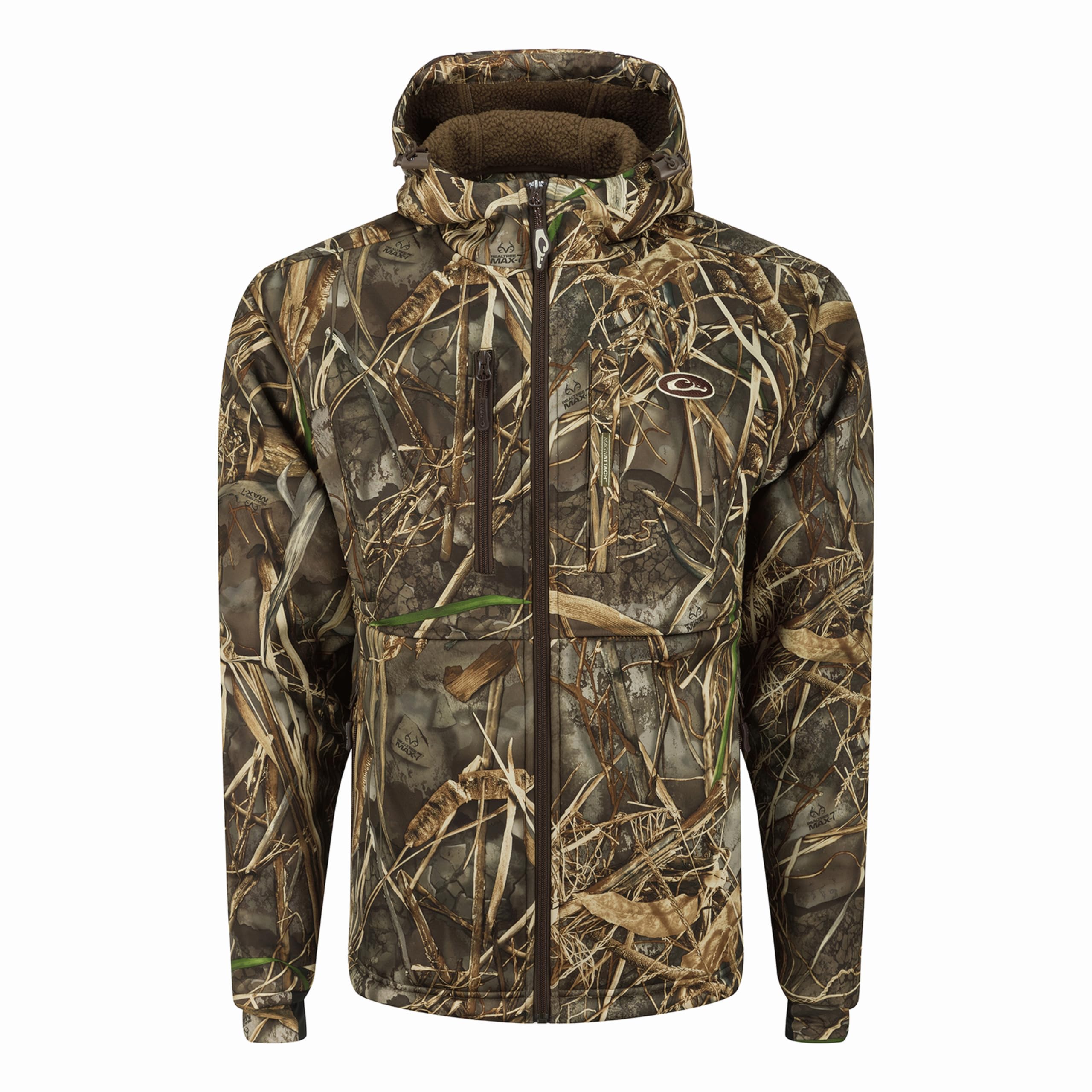 DRAKE Men's MST Hole Shot Hooded Windproof Hunting Jacket - 3-Layer Warm Sherpa-Lined, Breathable & Adjustable Full Zip for Outdoor Activities | Ideal for Hunting, Hiking & Winter Sports