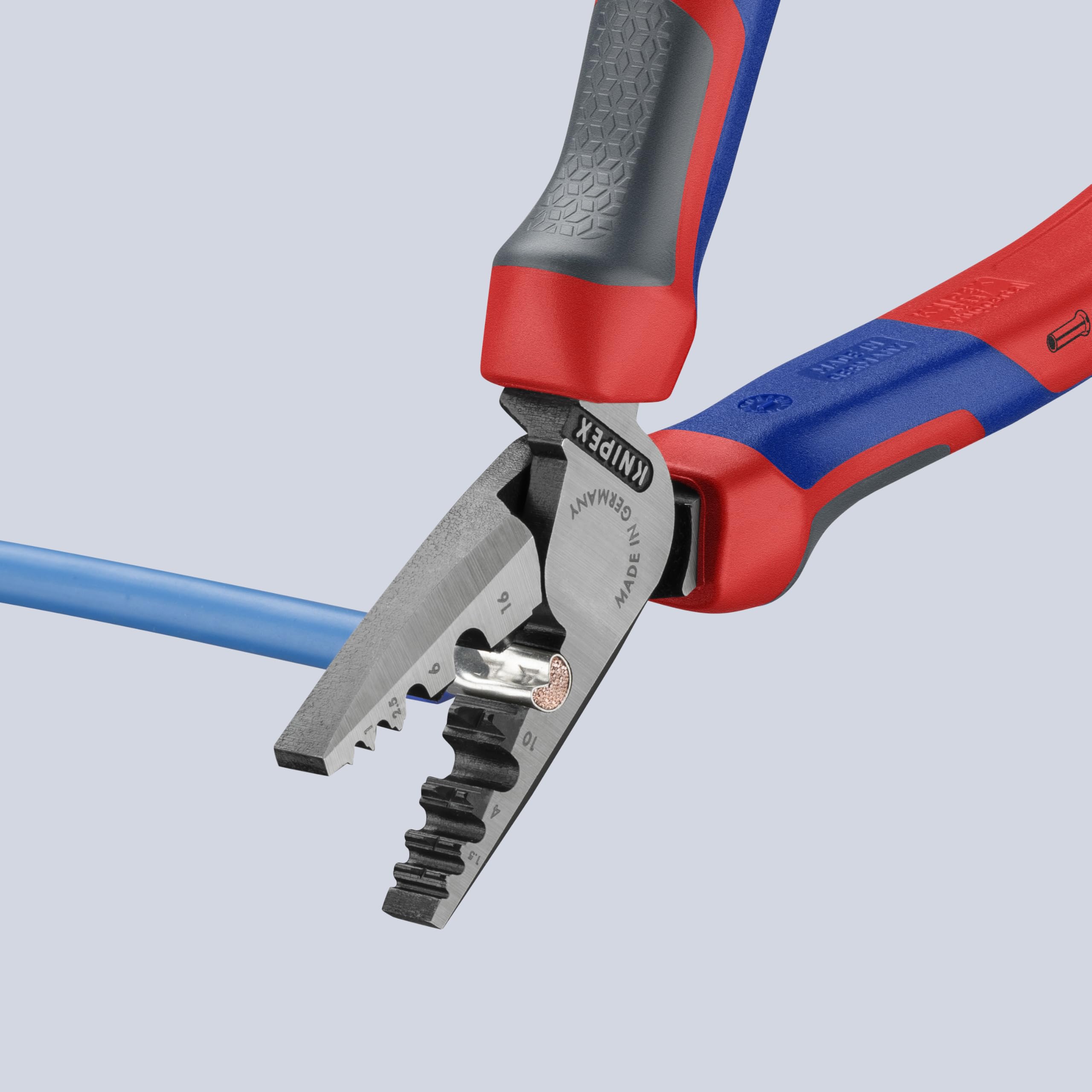 KNIPEX Red Crimping Pliers for Wire Ferrules - Professional Electrical Tool for Secure Connections | Ideal for DIY, Home Wiring & Industrial Electrical Work