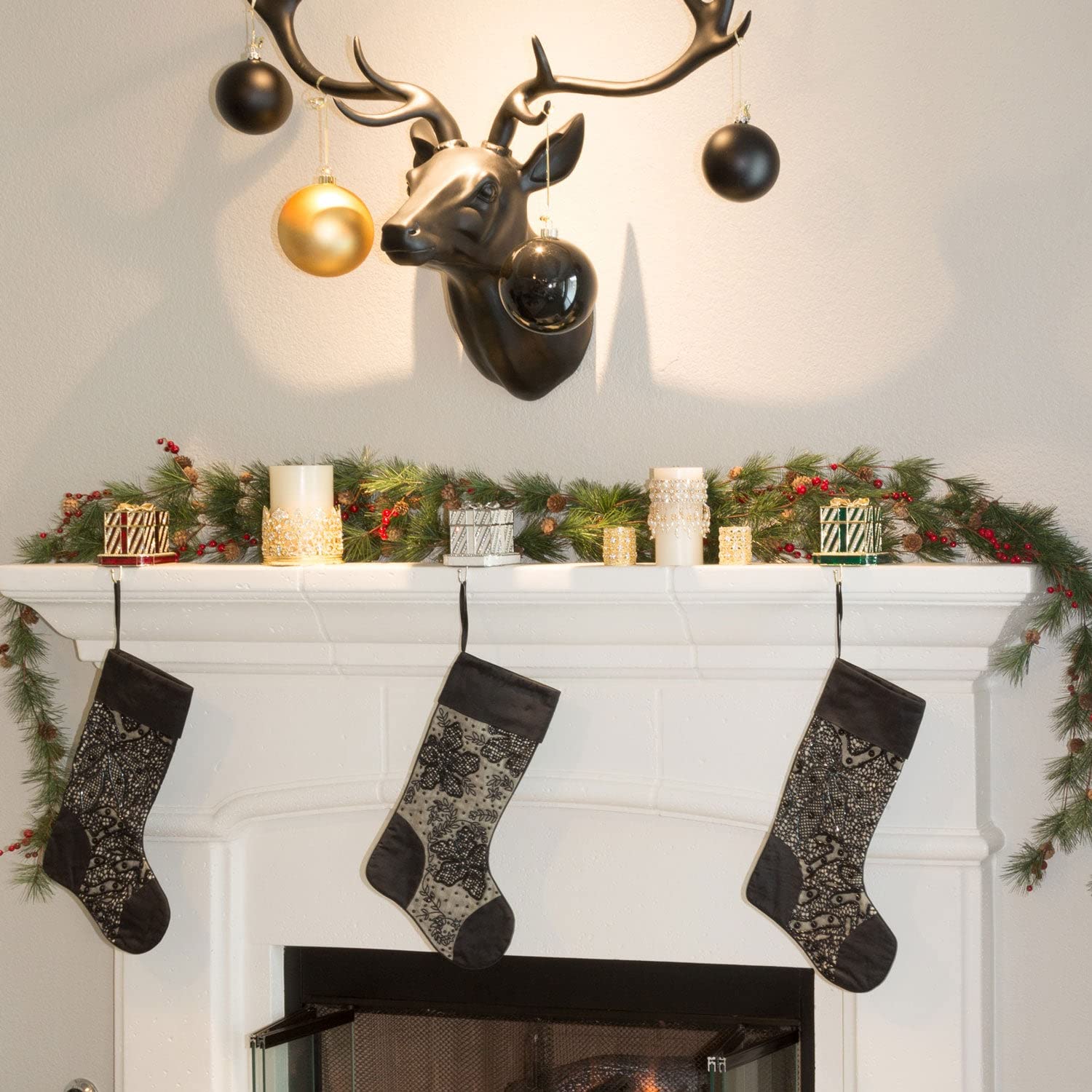 Olivia Riegel White Gift Box Stocking Holder - Christmas Fireplace Mantel Decor for Holiday Stocking Hangers & Festive Home Decorations
