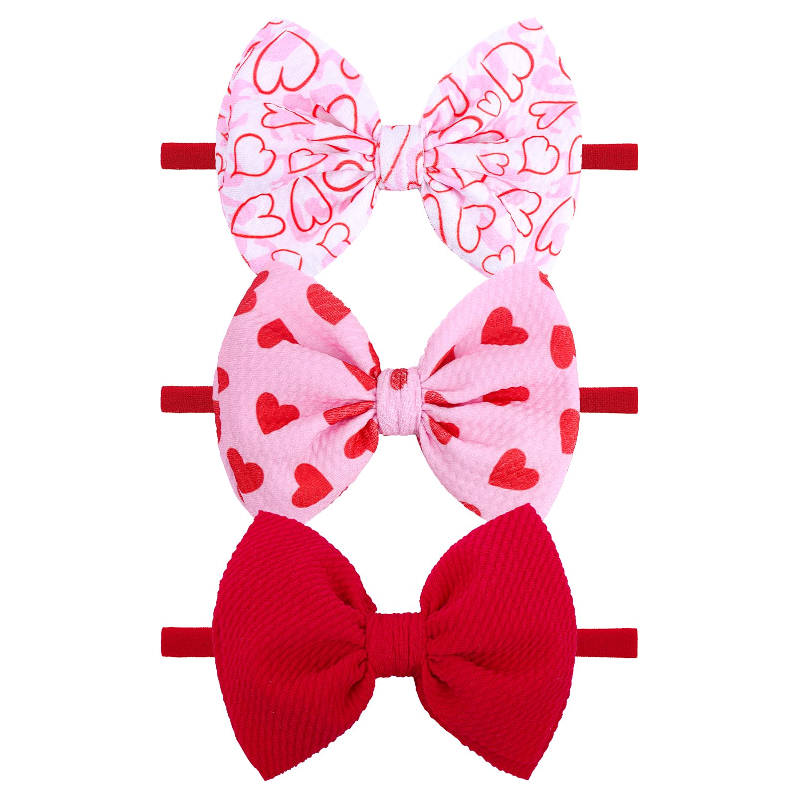 Baby Girl Hair Bows - Pink Heart Headband for Newborn & Toddler - Party & Photo Outfits