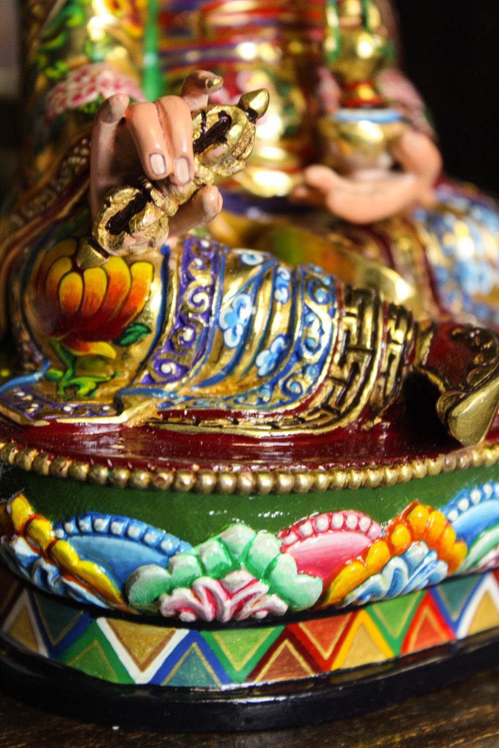 Hand Painted 9 Inch Padmasambhava Statue - Tibetan Buddhist Meditation Decor for Home Altar & Spiritual Practice