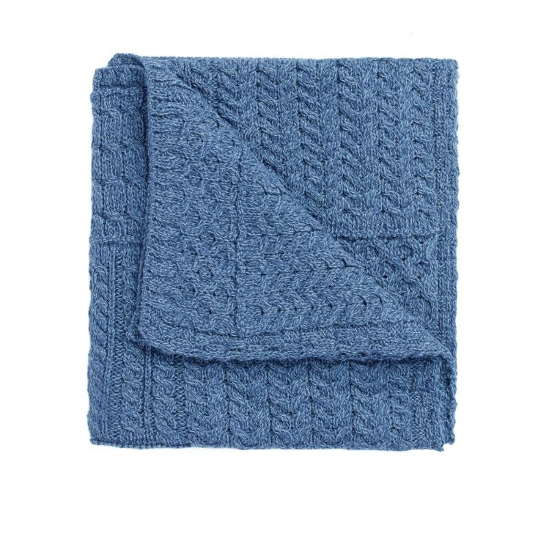 Aran Woollen Mills Carraig Donn 100% Merino Wool Irish Blanket - Handmade in Ireland, Patchwork Design, Graphite Color - Perfect for Sofa, Bed & Cozy Winter Nights