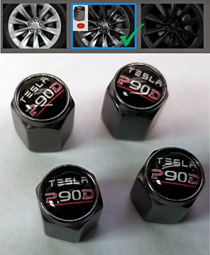Premium Gun Metal Valve Stem Caps for Tesla Model S/X/3/Y - Custom My Bling Caps Accessories (P90D Compatible) | Enhance Your Tesla's Style & Protect Tire Valves