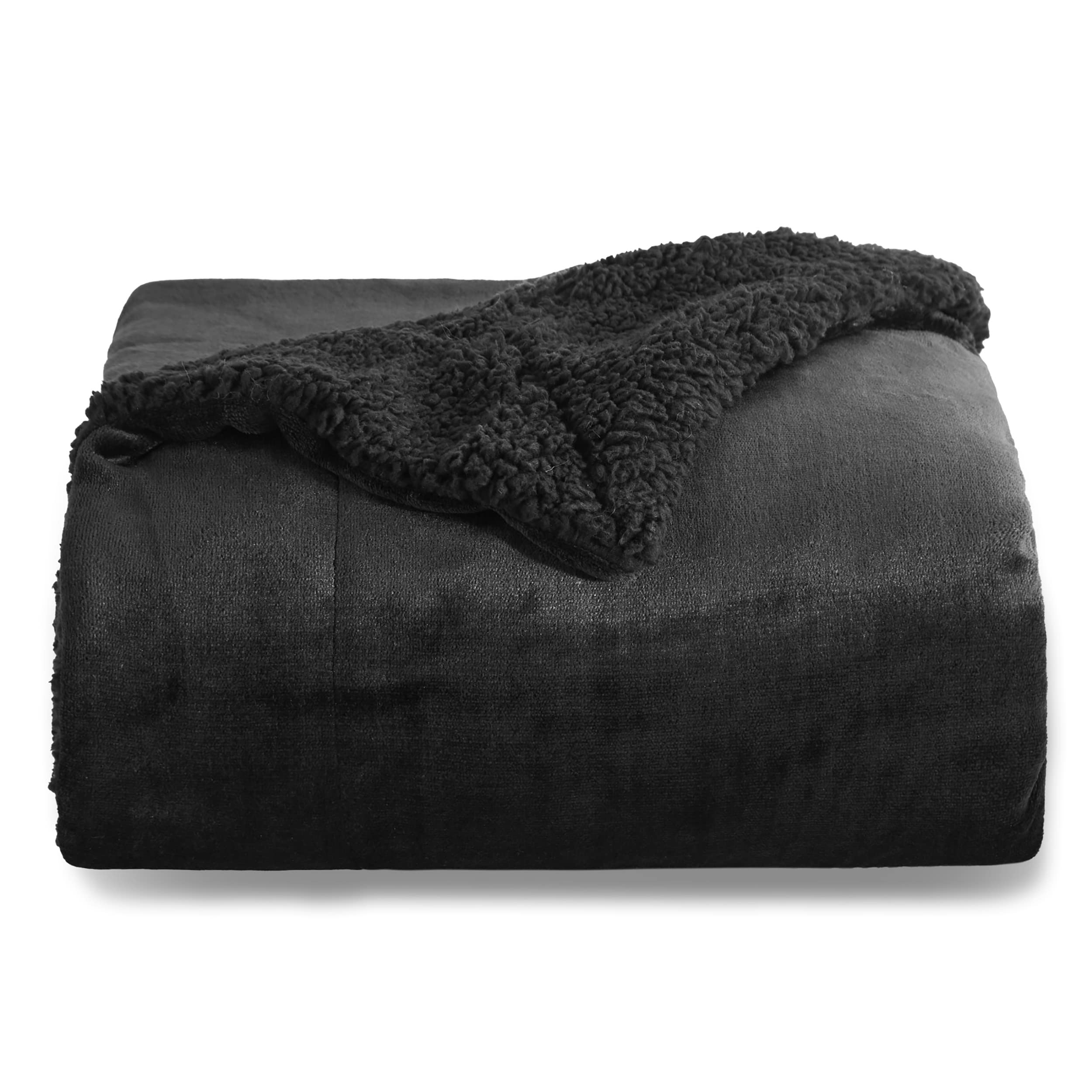 Bedsure Sherpa Fleece Throw Blanket Twin Size 60x80 Inches - Ultra Soft & Warm Plush Blanket for Couch, Bed, Winter Use - Cozy Home Decor & Perfect Gift (Black)