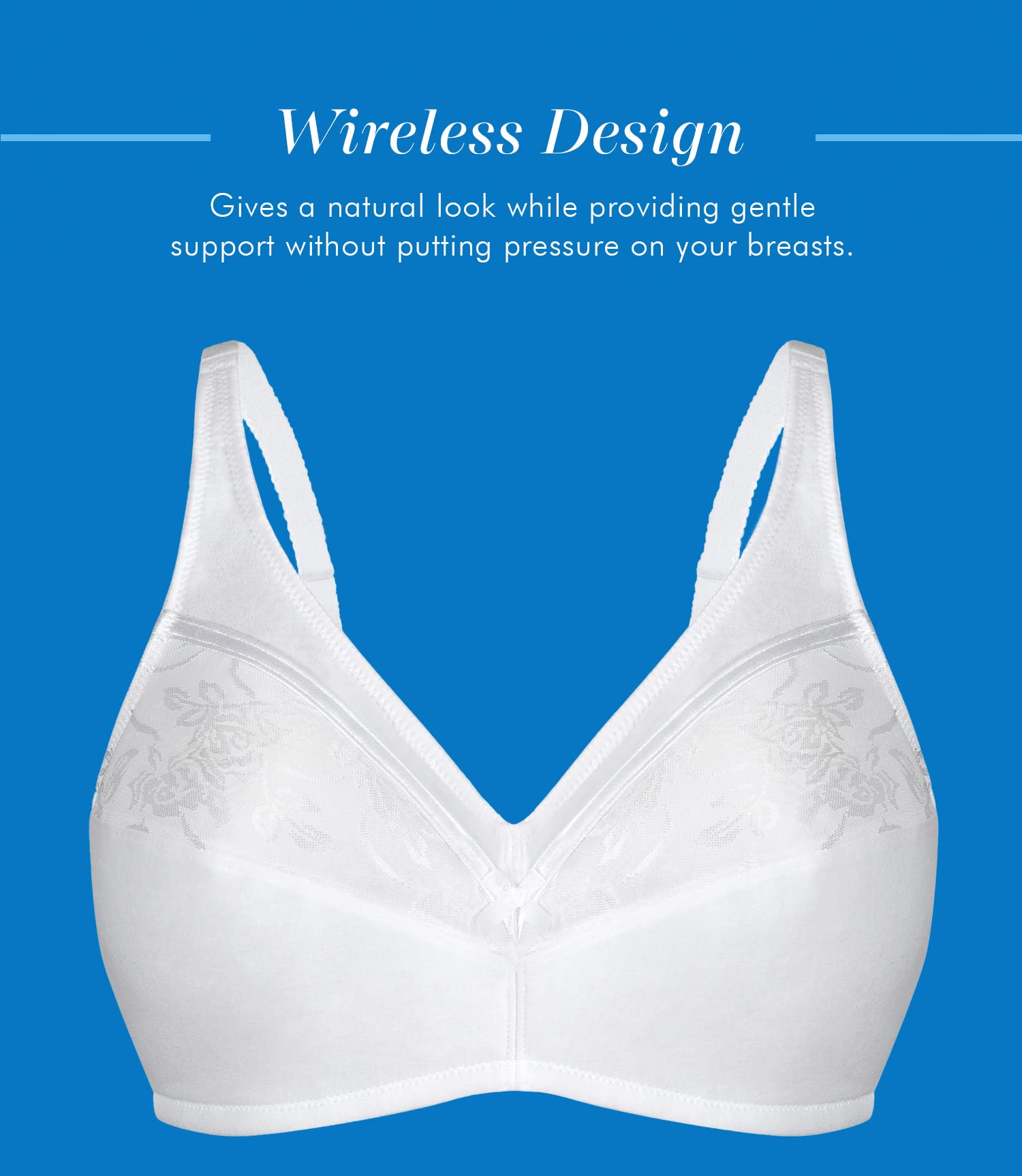 Bestform 5006233 Wireless Cotton Bra with Floral Trim & Lightly-Lined Cups - Comfortable Everyday Wear for Work, Yoga & Relaxation