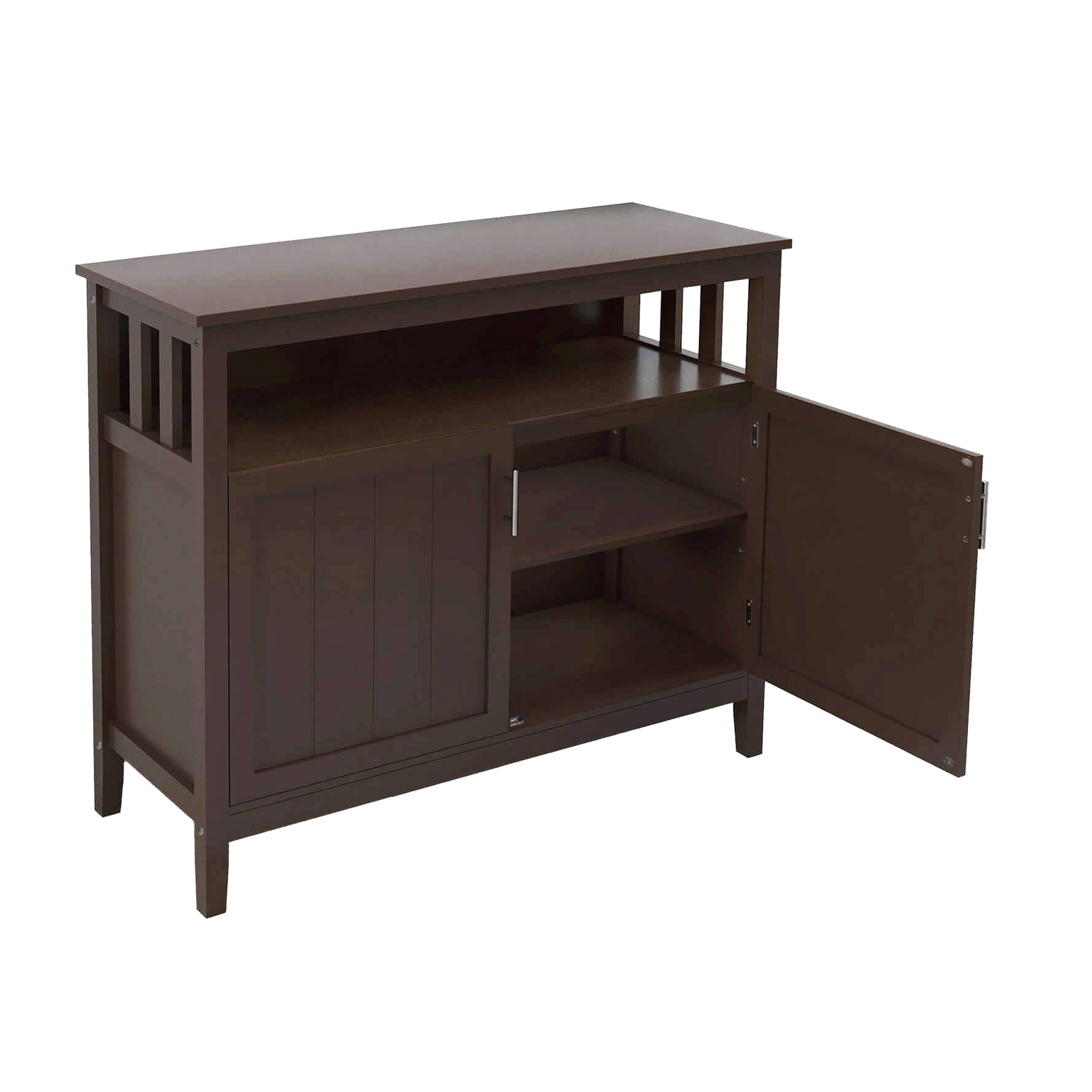 Modern Kitchen Storage Sideboard Buffet Cabinet with 2 Doors & Adjustable Shelves - Solid Wood Console Table for Dining Room, Living Room or Restaurant (Brown) | Perfect for Home Organization, Entertaining Guests & Small Business Storage Solutions