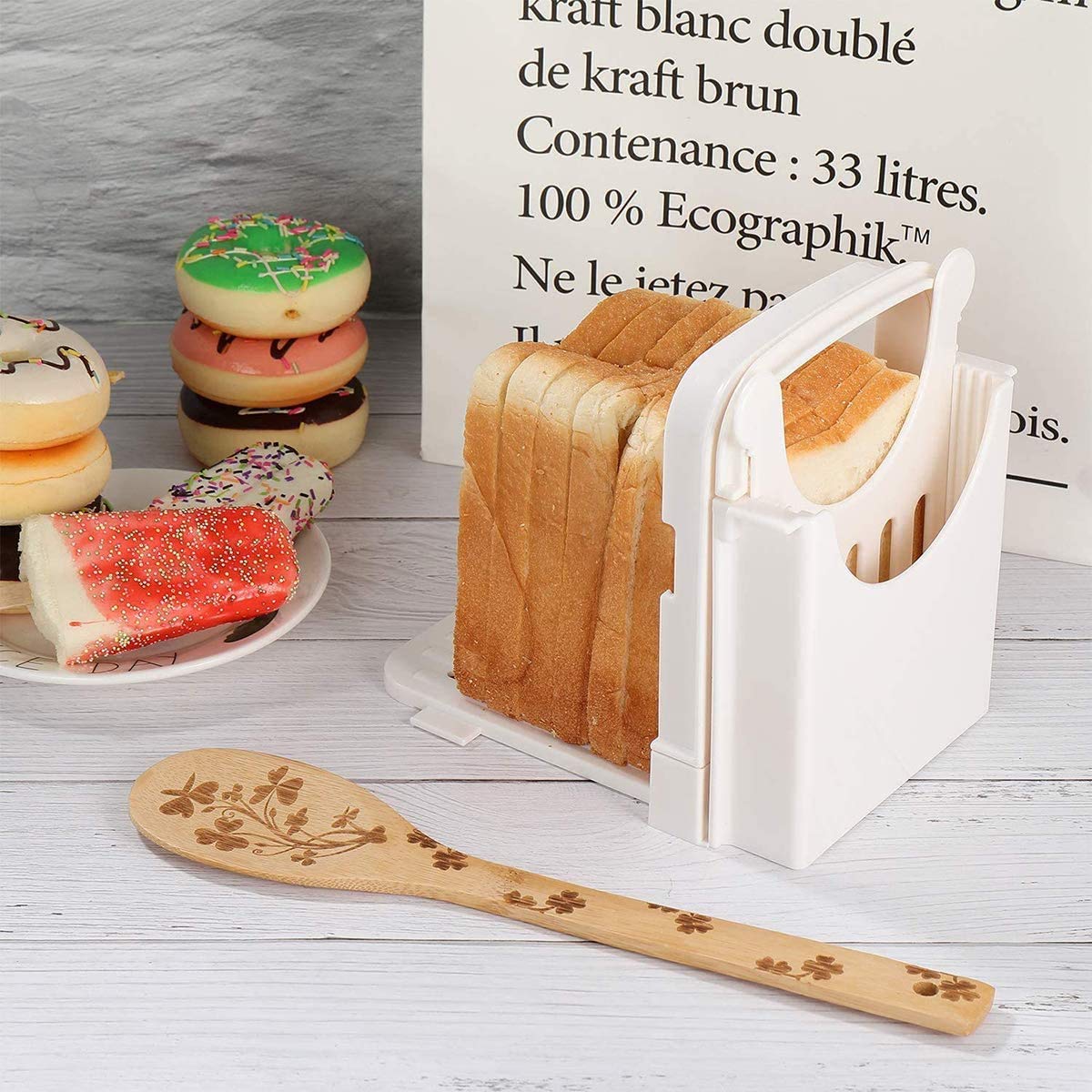 2-in-1 Adjustable Bread Slicer & Cake Cutter - Folding Sandwich Maker with Thickness Control - Perfect for Home Baking, Toast Preparation & DIY Desserts (Green)