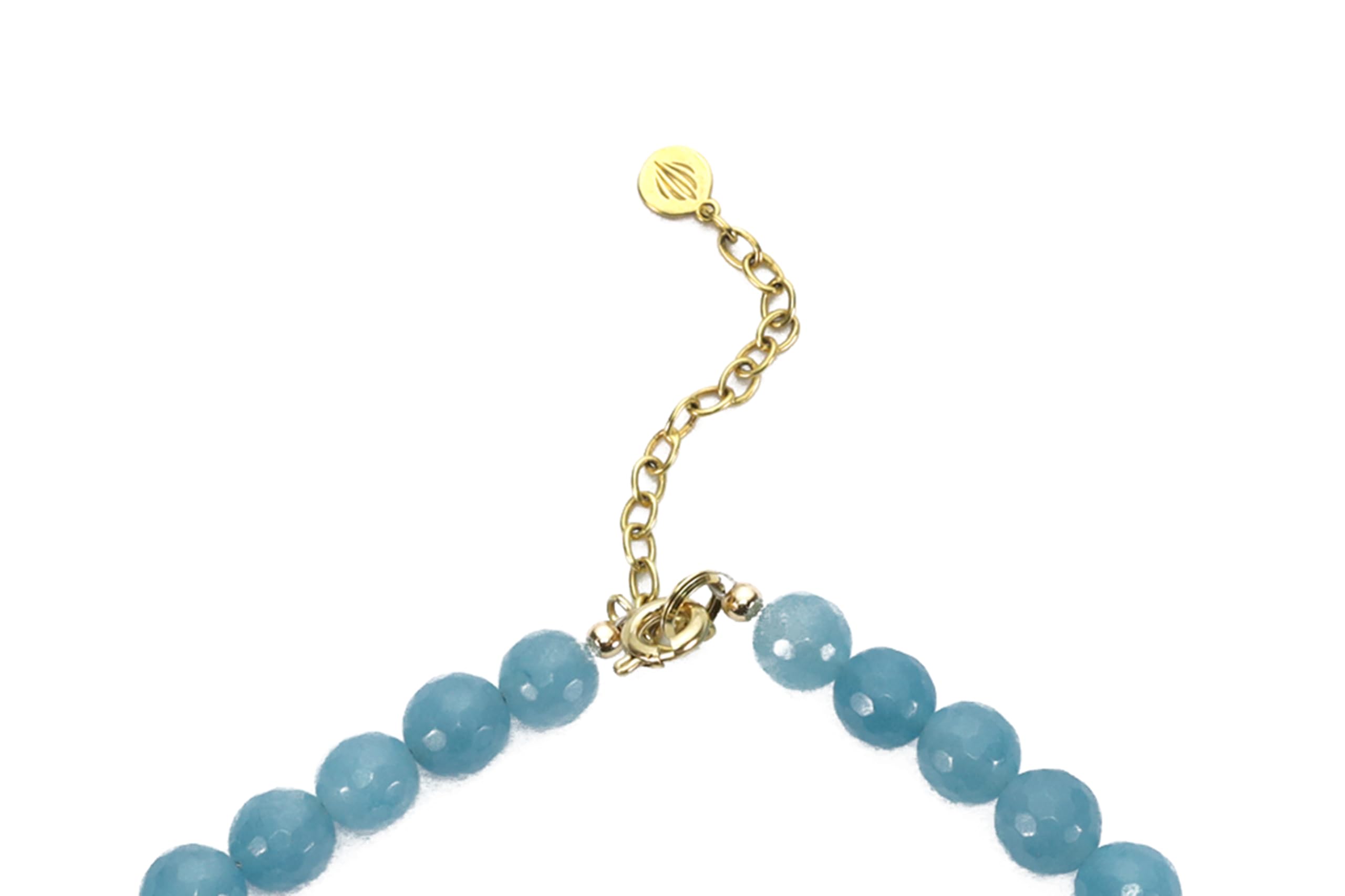 Aqua Quartz Beaded Necklace with Cubic Zirconia Charm | Blue Gemstone Jewelry | Handmade Knotted Faceted Stone Necklace for Women | Perfect for Weddings, Parties & Everyday Wear