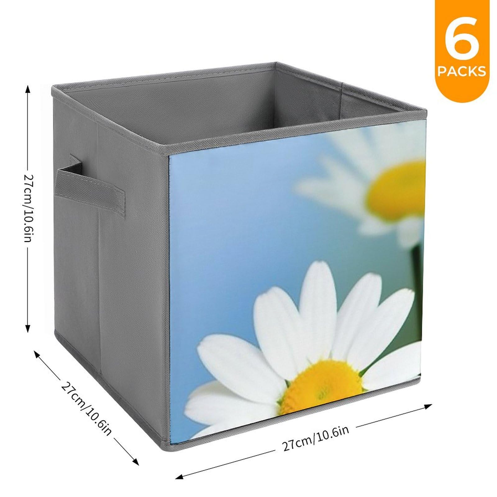 6-Pack Collapsible Butterfly Daisy Flower Storage Bins with Handles - Large Closet Organizer, Clothing Storage Boxes for Bedroom, Bathroom & Nursery Organization