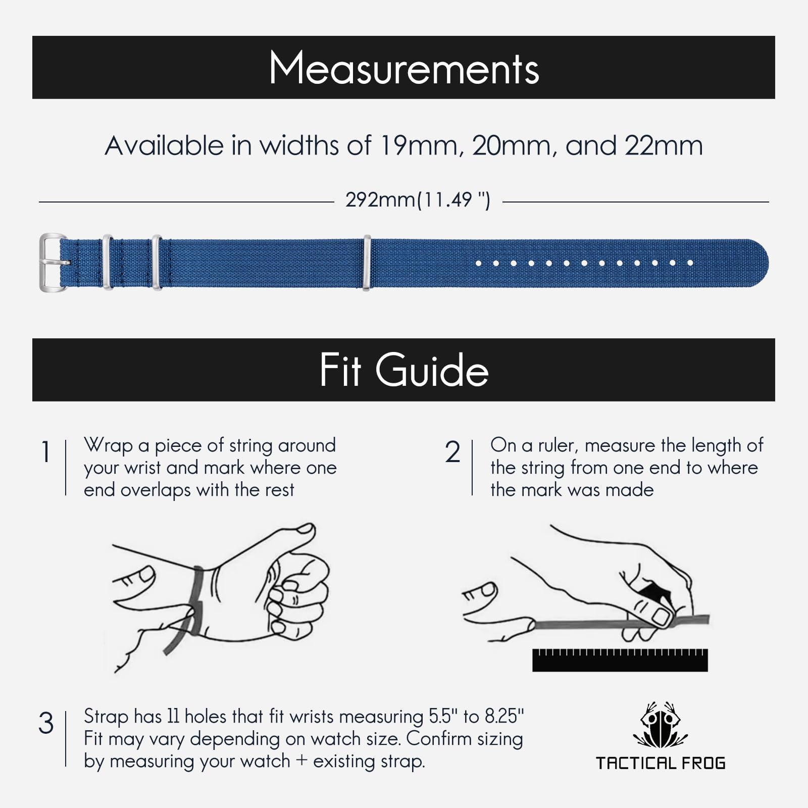 Nylon Watch Band 18mm 19mm 20mm 22mm 24mm, Waterproof Military Watch Straps with Stainless Steel Buckle - Durable Replacement Strap for Men & Women, Perfect for Outdoor, Hiking, and Sports Activities