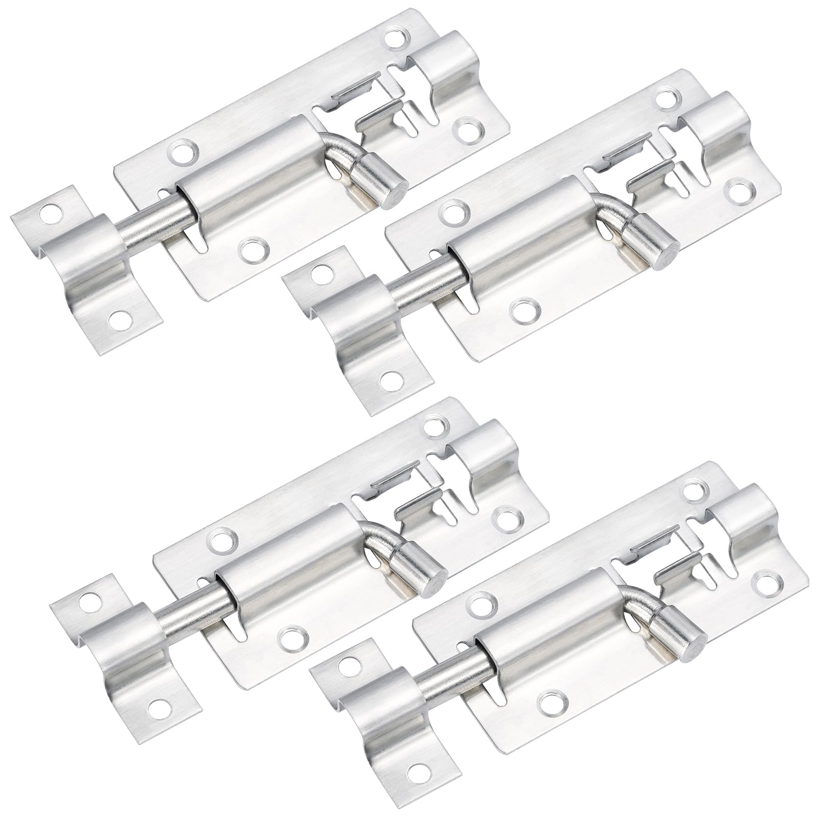 3 Inch Stainless Steel Security Slide Bolt Latch Lock - Heavy Duty Gate & Door Sliding Lock (4 Pack) - Easy Installation for Home, Garage, Shed & Fence Security
