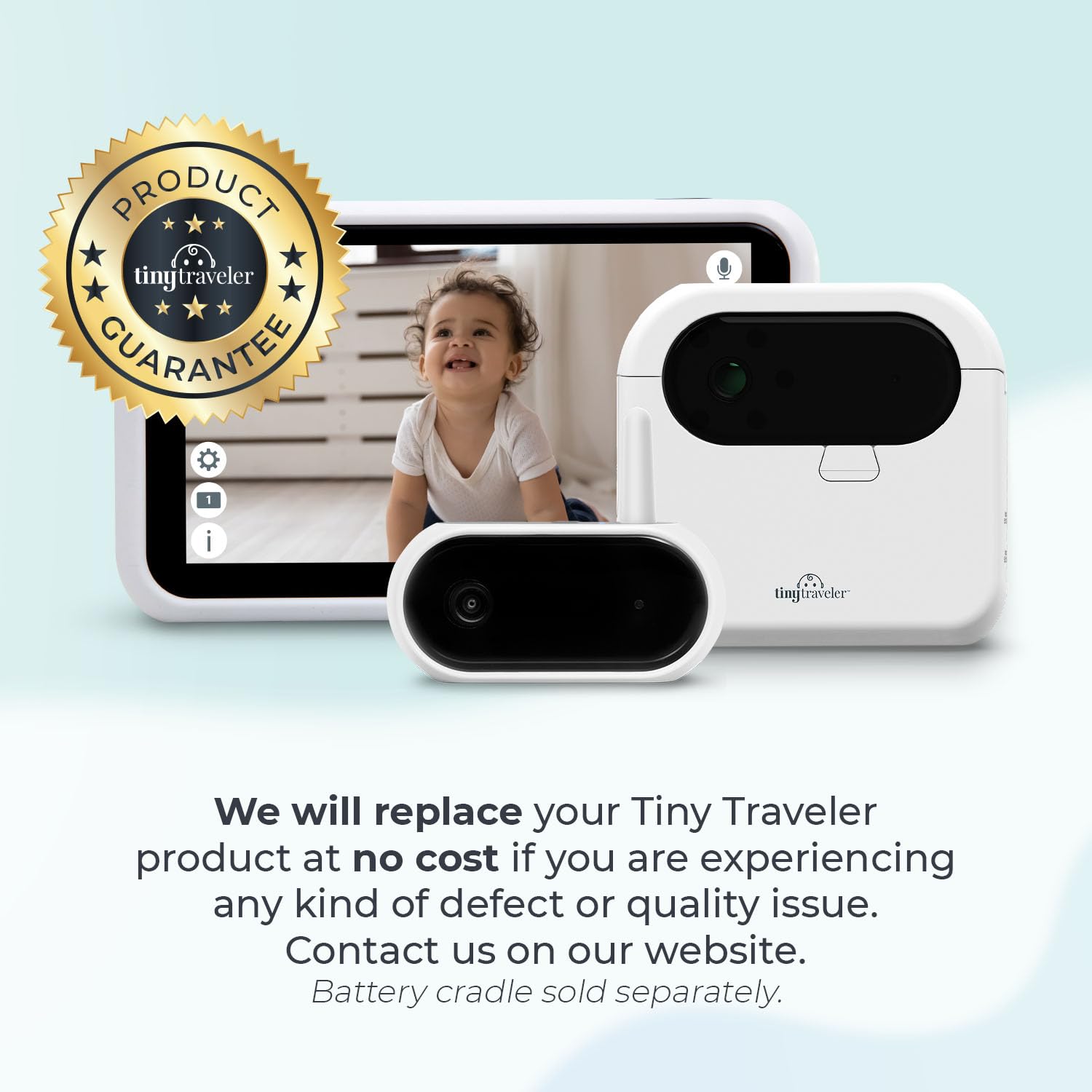 Tiny Traveler AI Smart Wireless Baby Car Monitor - AI-Powered Safety Alerts with Cry/Laugh/Stand Detection, Virtual Fence, 1000ft Long Range & Night Vision | Lullabies & Night Light for Safe Road Trips & Peace of Mind Parenting