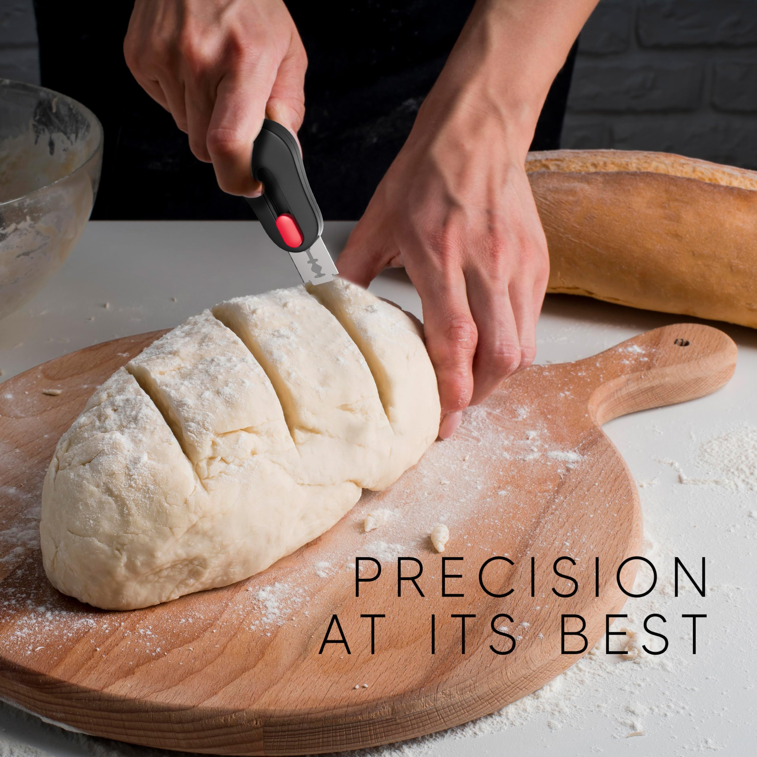 RICCLE Professional Magnetic Bread Lame Dough Scoring Tool Kit - 15 Stainless Steel Blades & 2 Cut-Resistant Finger Cots for Perfect Sourdough Bread Baking | Ideal for Home Bakers & Artisan Bread Making