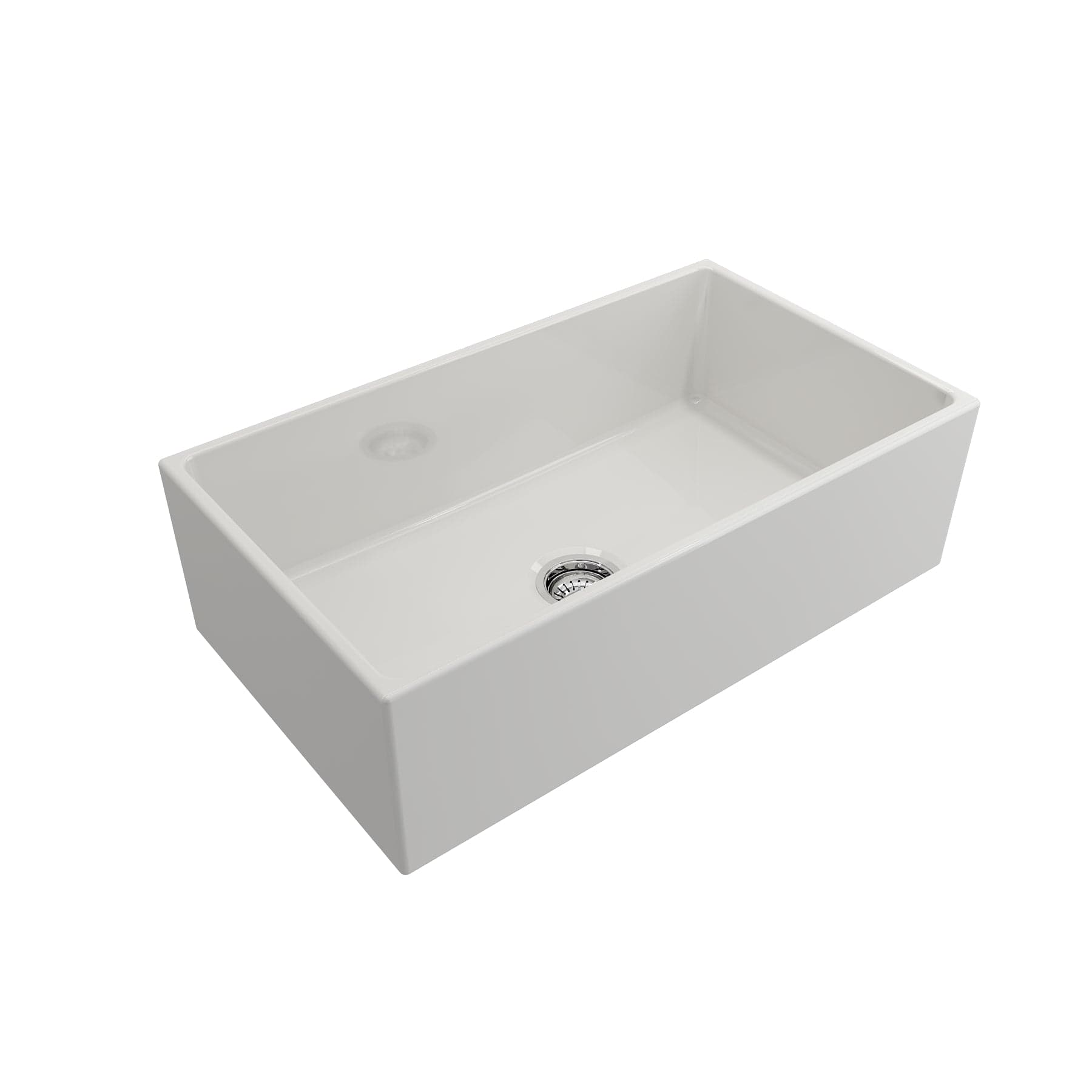 BOCCHI CONTEMPO 33 Inch Fireclay Farmhouse Single Bowl Kitchen Sink with Protective Bottom Grid & Strainer - Perfect for Modern Farmhouse, Rustic, and Traditional Kitchen Designs