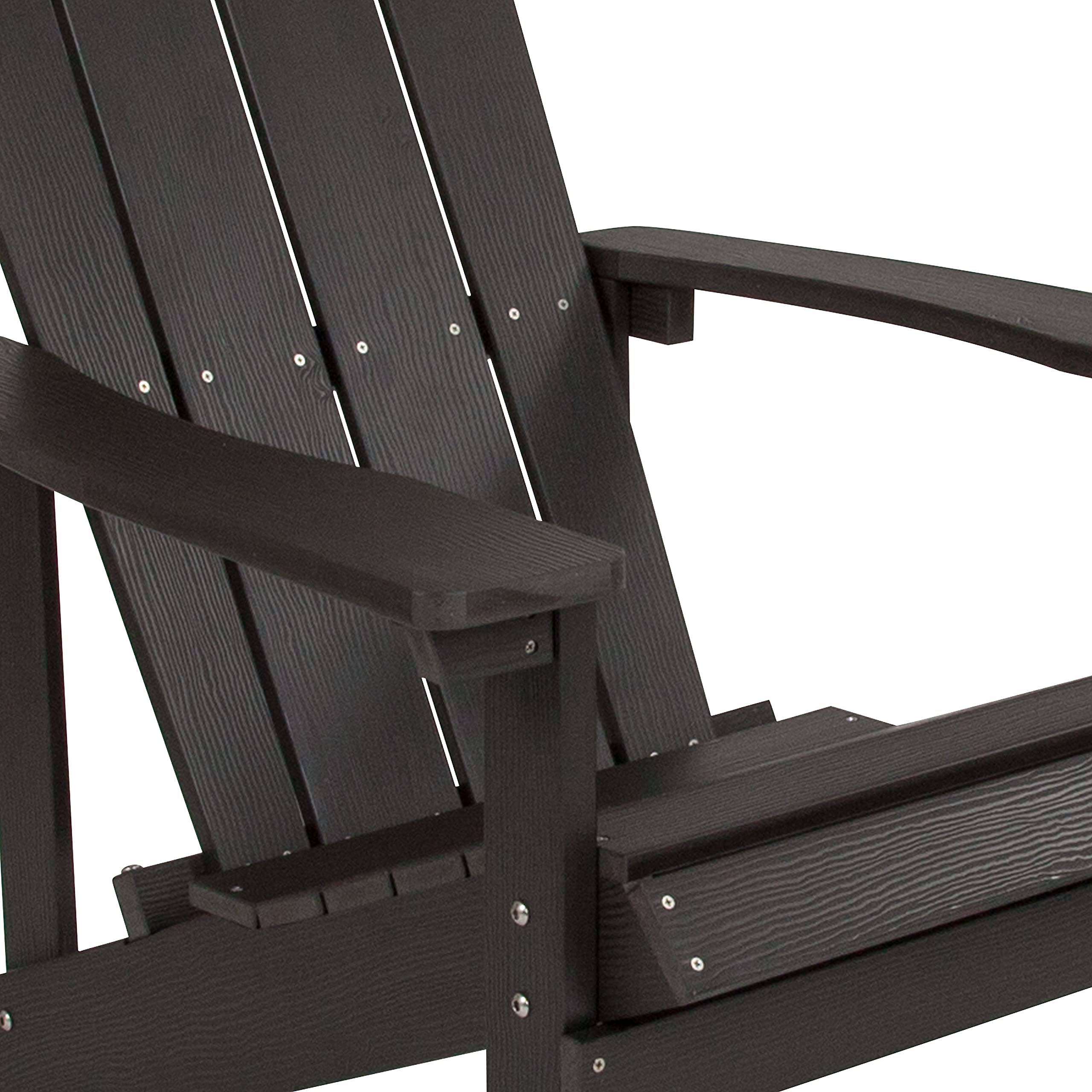 Flash Furniture Charlestown Indoor/Outdoor Faux Wood Adirondack Chairs - Weather-Resistant Polyresin Patio Chairs, Set of 4 in Navy Blue - Perfect for Backyard, Garden, Poolside & Beach Relaxation