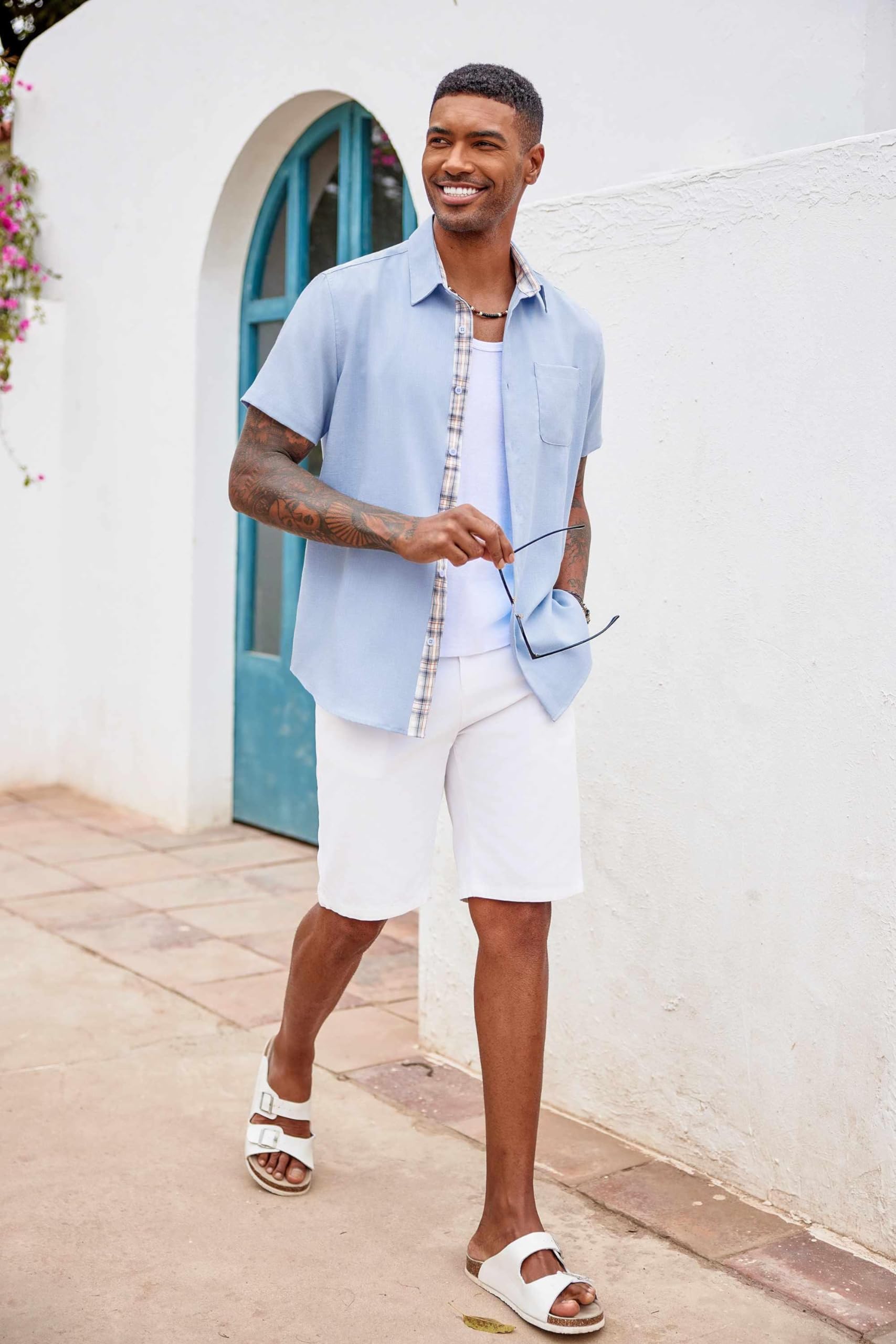 COOFANDY Men's Short Sleeve Button Down Shirts - Casual Summer Beach & Wedding Wear