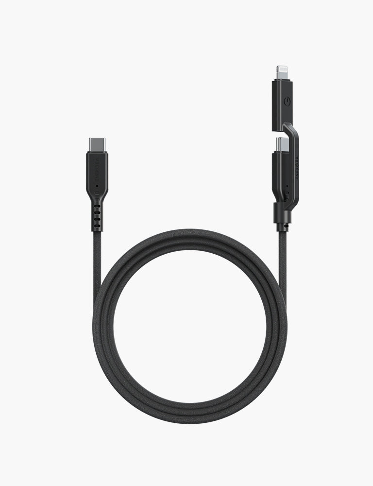 Flow Duo 2-in-1 USB-C to USB-C & Lightning Charging Cable - Fast Charging for iPhone, iPad, MacBook & Android Devices | Home, Office & Travel Use