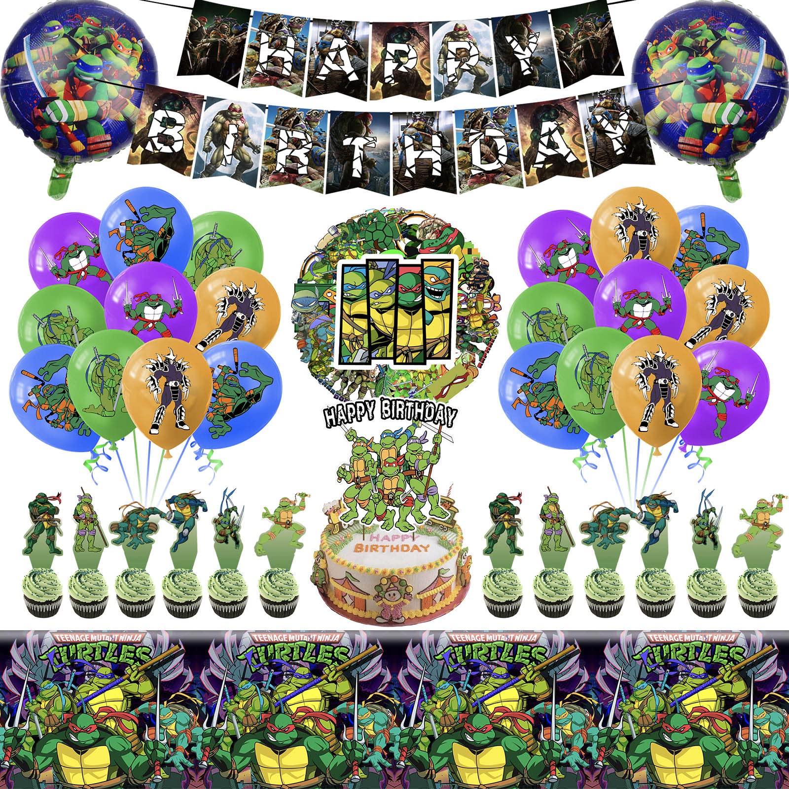 87pcs Birthday Party Decorations Kit - Includes Banners, Balloons, Tablecloths, Cupcake Toppers & More - Perfect for Kids Birthday Parties, Baby Showers & Special Celebrations