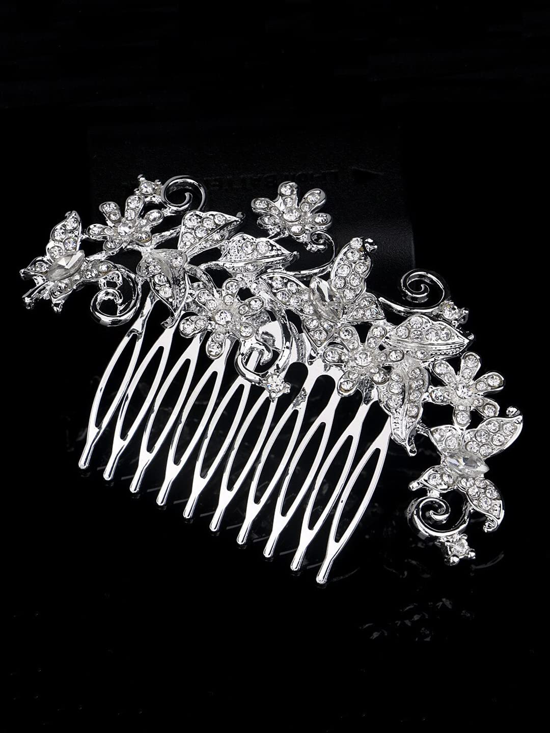 Elegant Yellow Crystal Floral Hair Comb Pin for Women - Bridal Wedding Hair Accessories, Side Comb Clip for Updos, Half-Up Styles & Special Occasions